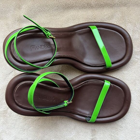 JW Anderson Bumper Tube Lime Green Patent Leather Strappy Heeled Sandal 38 US 8 - Picture 9 of 16